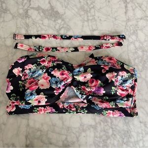 Convertible floral bikini top - strapless or with straps